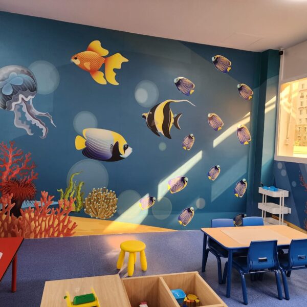 sea theme wallpaper ,activity room